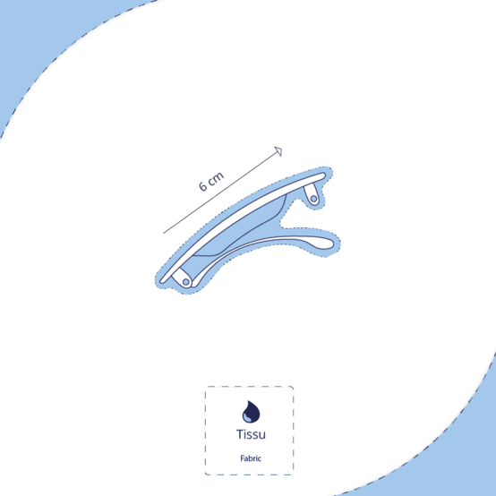 Barrette noeud papillon gaze pois or bleu baltique