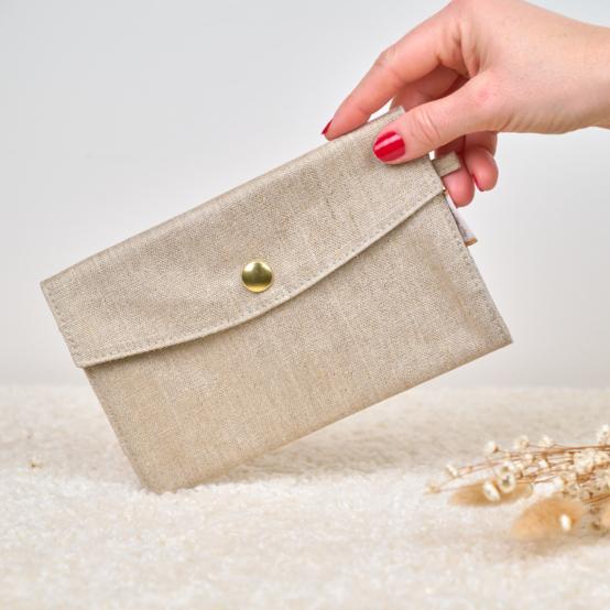 Portefeuille lin doré