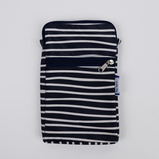 Pochette téléphone matelassée rayé ivoire marine
