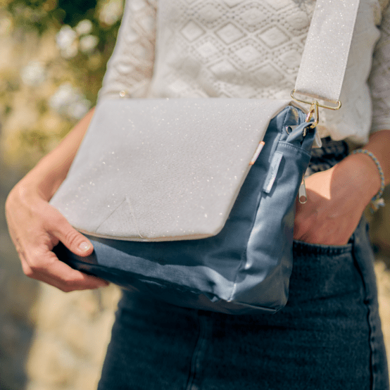 Rabat besace carré grand beige pailleté