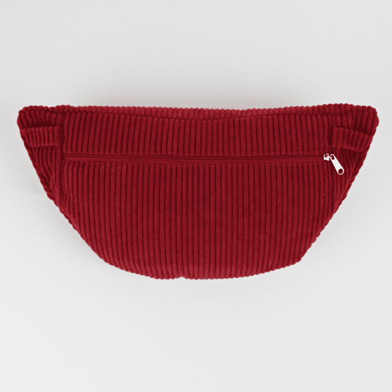 Sac banane velours côtelé large grenat