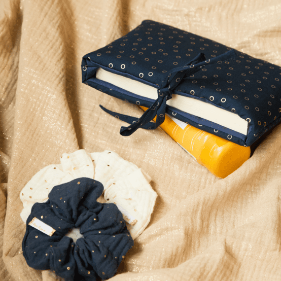 Pochette à livre de poche bulle bronze marine