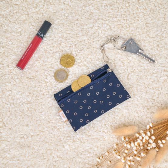 Pochette porte-clés bulle bronze marine