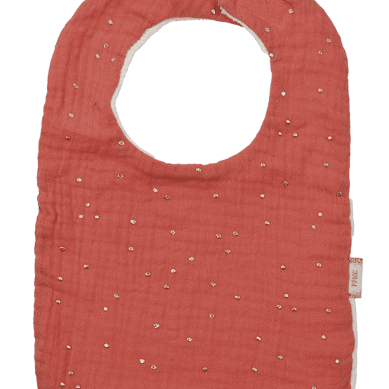 Bavoir Bébé gaze pois or rose blush