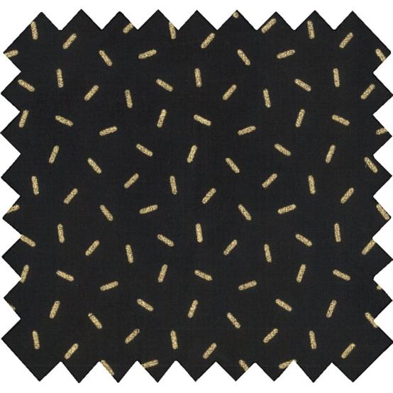 Coupon tissu 1 m  paille dorée noir