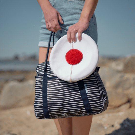 Sac bowling rayé ivoire marine