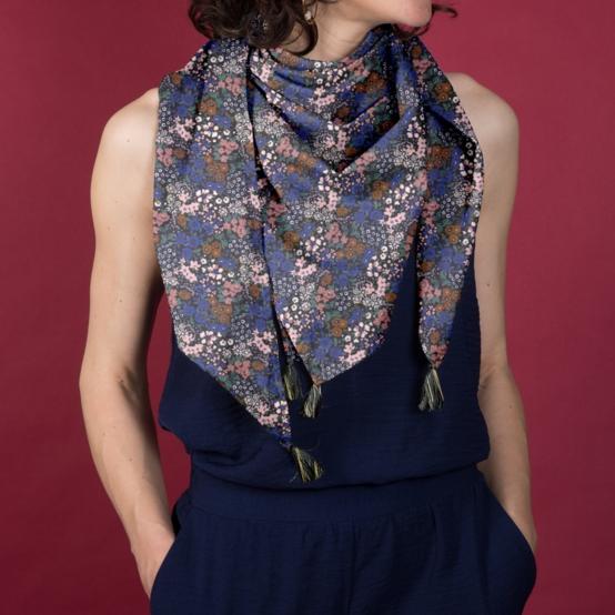 Foulard pompon monet lilas