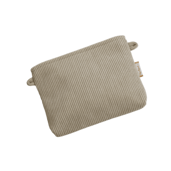 Mini pochette tissu velours côtelé beige