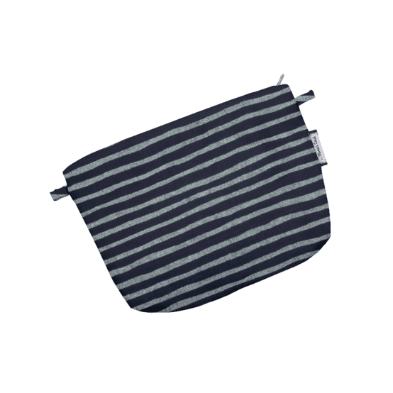 Mini pochette tissu rayé argent marine