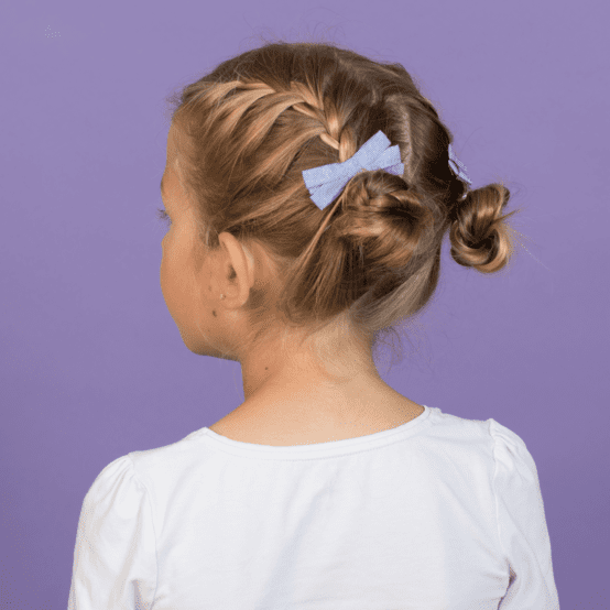 Barrette ruban oxford ciel