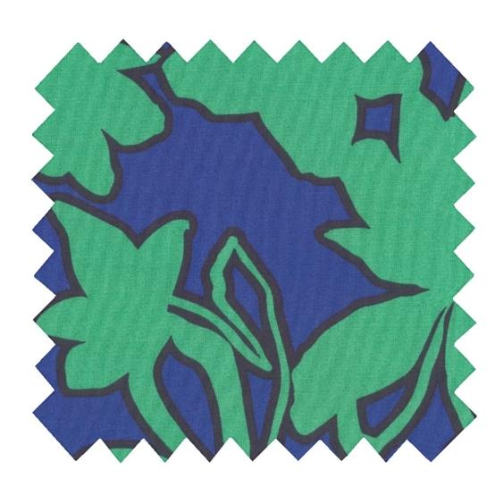 Tissu coton au mètre EX2650 Silouhettes vert bleu
