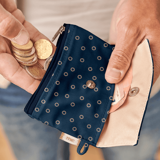 Mini pochette porte-monnaie bulle bronze marine