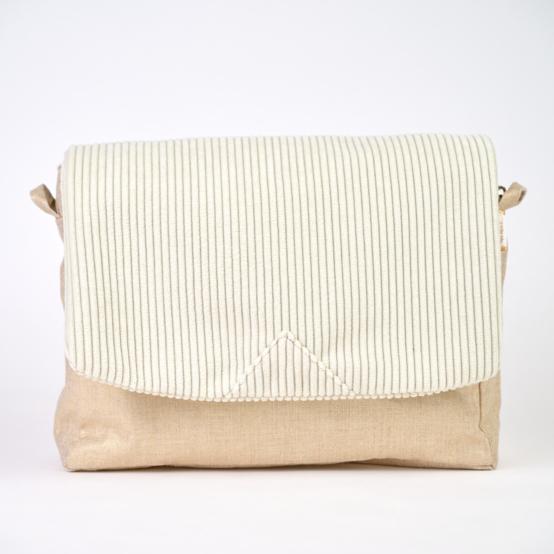 Rabat besace carré grand velours côtelé large ivoire