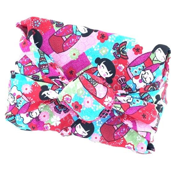 Furoshiki moyen 48 x 48 cm kokeshis