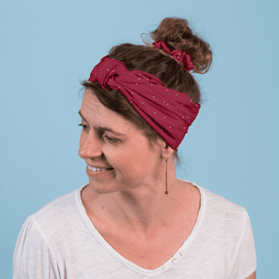 Foulchie long gaze pois or grenat