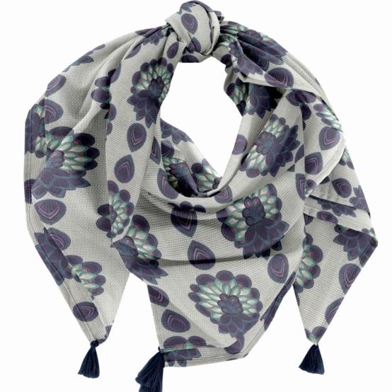 Foulard pompon lotus vert