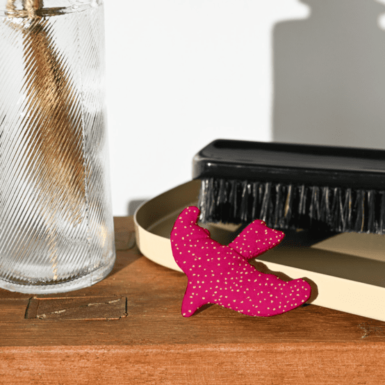 Barrette Hirondelle fuchsia pailleté