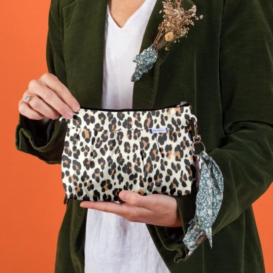 Pochette plissée leopard