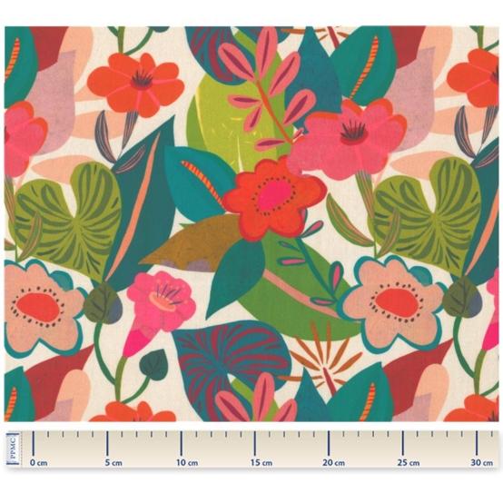 Tissu voile fleurs des iles