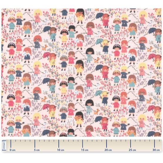 Tissu coton au mètre petites filles pop