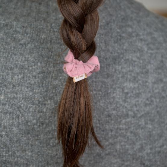 Mini Chouchou gaze pois or rose thé