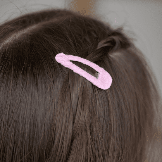 Barrette clic-clac tissu oxford rose