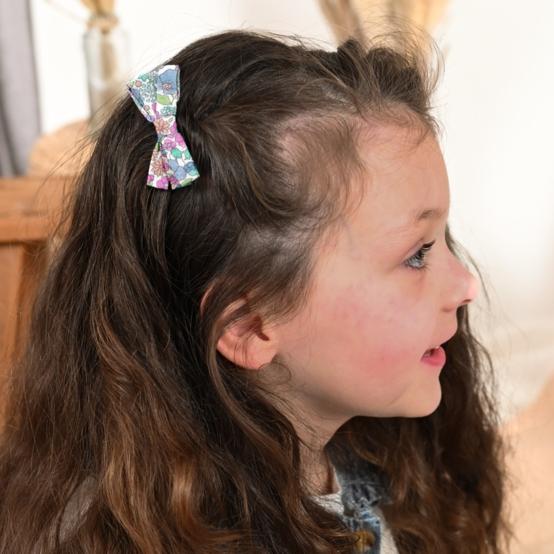 Barrette  ruban pastel fleuri