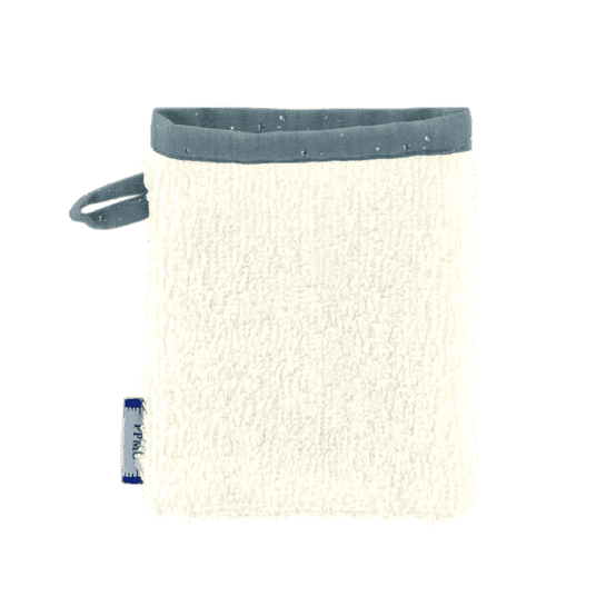 Mini-Gant Démaquillant gaze pois or bleu gris