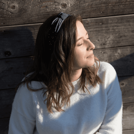 Serre-tête Large Croisé gaze pois or noir