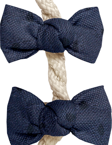 Barrettes clic-clac petits noeuds broderie anglaise marine