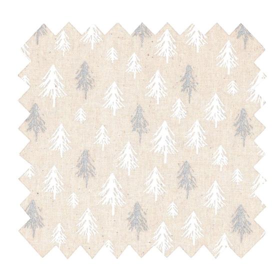 Tissu coton au mètre ex2653 noel sapins pailletés ivoire