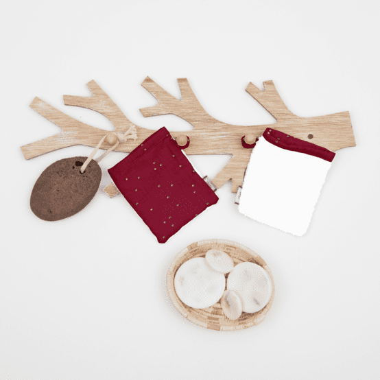 Mini-Gant Démaquillant gaze pois or grenat