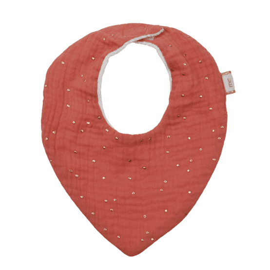 Bavoir bandana gaze pois or rose blush