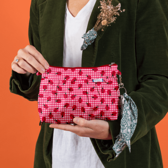 Pochette plissée vichy coccinelle