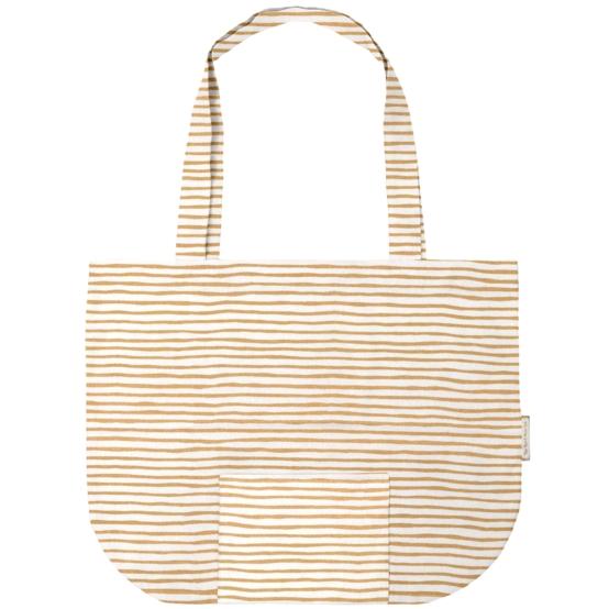 Sac tote bag pliable rayé or blanc