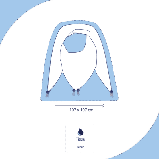 Foulard pompon gaze pois or kaki