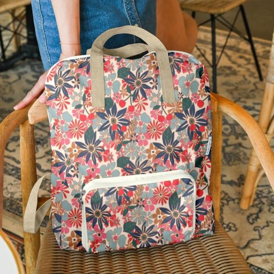 Sac à dos pliable Gaby cerise en fleur