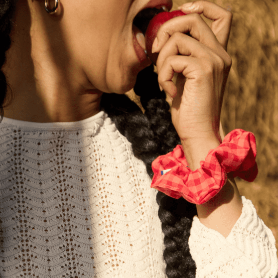 Chouchou vichy rouge corail