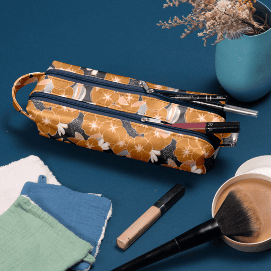 Trousse double compartiment coton d'or