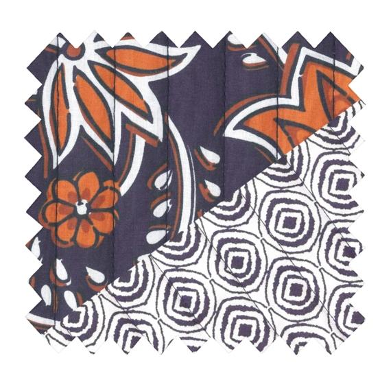 Tissu matelassé ex2610 indienne marine caramel matelassée