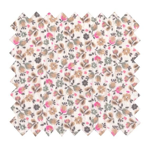 Tissu ex2628 gaze fleurie vert rose fluo