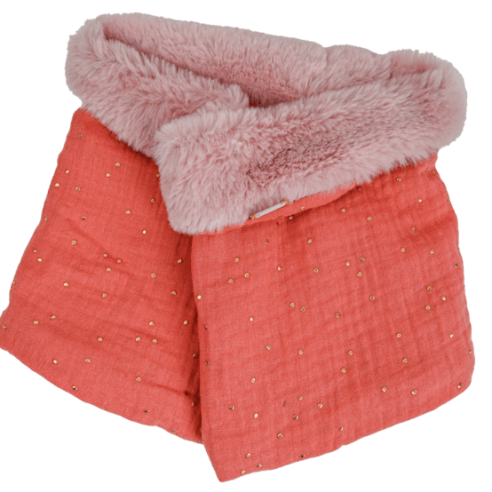 Echarpe tube enfant gaze pois or rose blush
