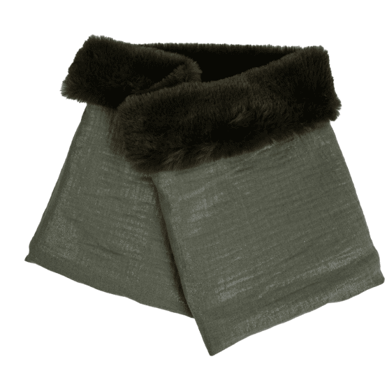 Echarpe tube adulte gaze pailletée kaki