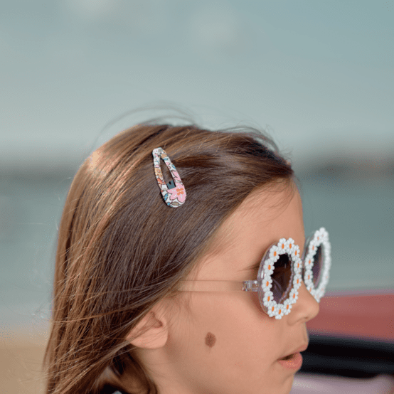 Barrette clic-clac tissu mille et une fleurs