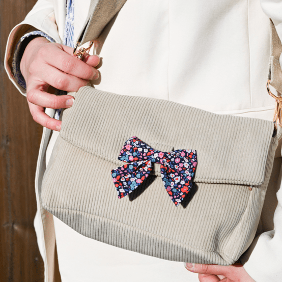 Rabat sac compagnon velours côtelé beige