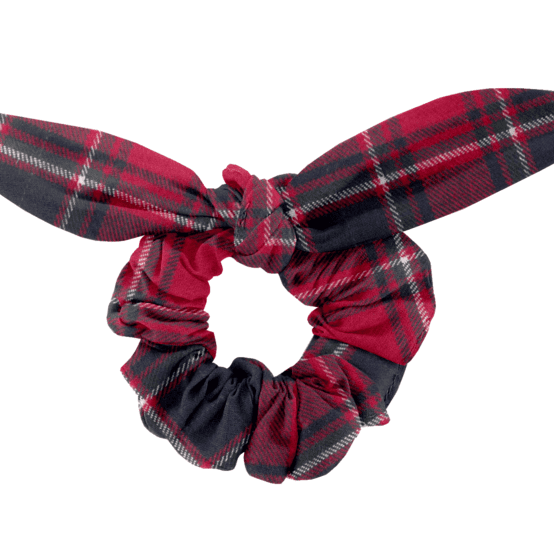 Chouchou nœud  tartan rouge