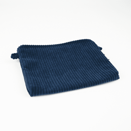 Pochette tissu velours côtelé large marine
