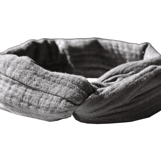 Bandeau vintage gaze pailletée gris anthracite