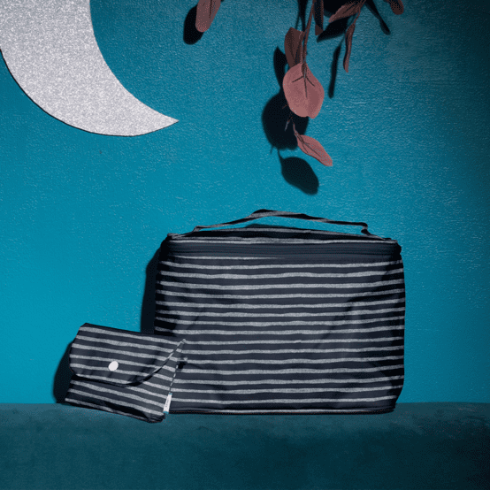 Vanity grand rayé argent marine