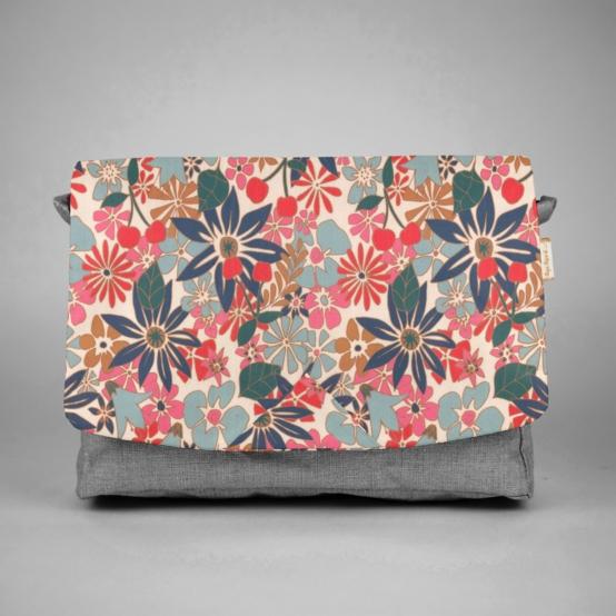 Rabat besace carré grand cerise en fleur